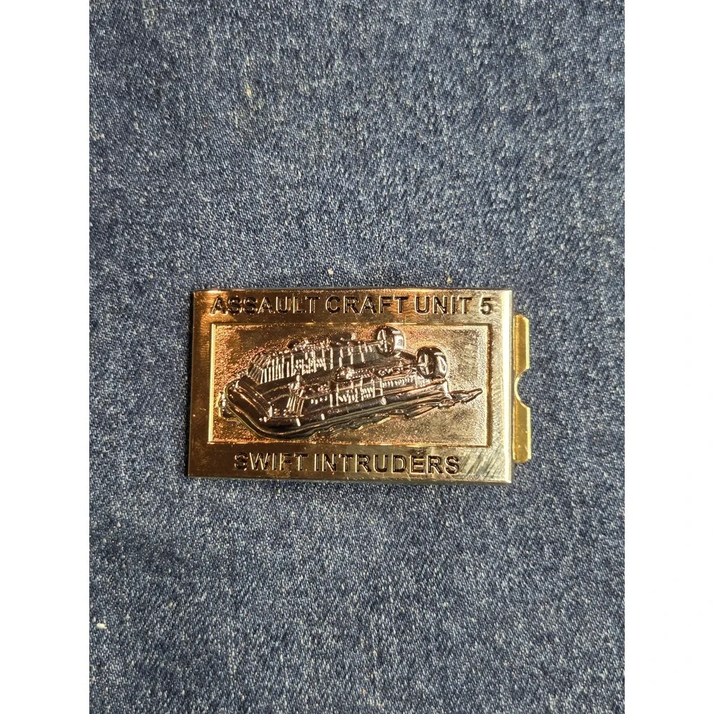 US Navy Assault Craft Unit 5 Swift Intruders Military Belt Buckle